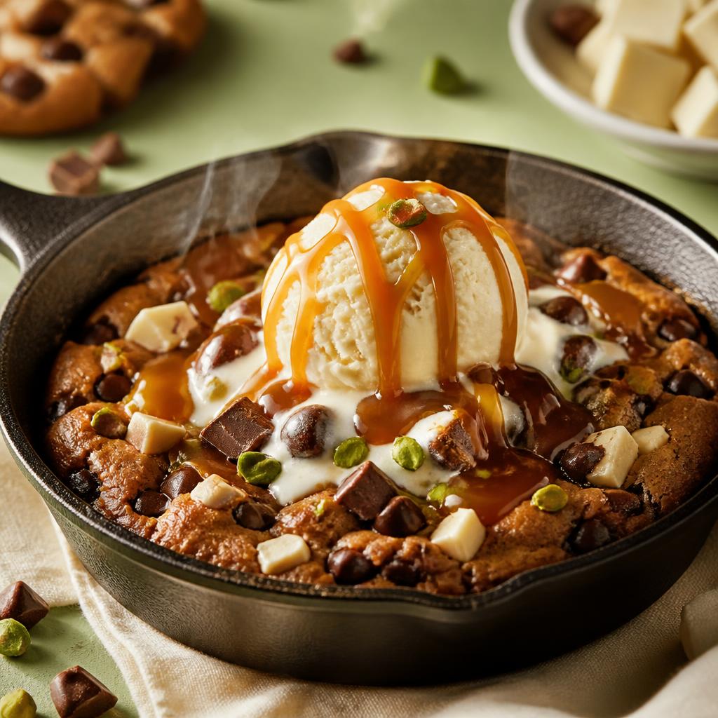 Warm cookie dough with melting ice cream