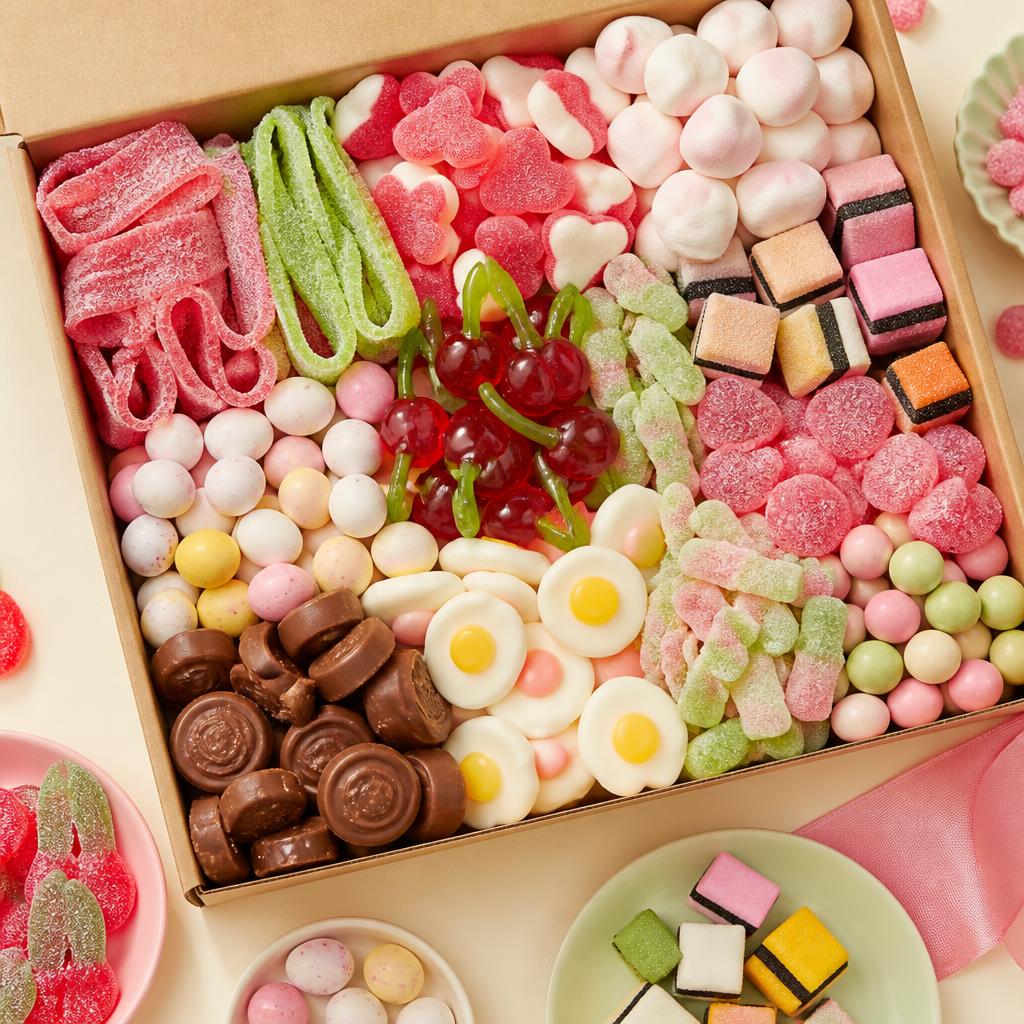 A colourful pick and mix sweet box